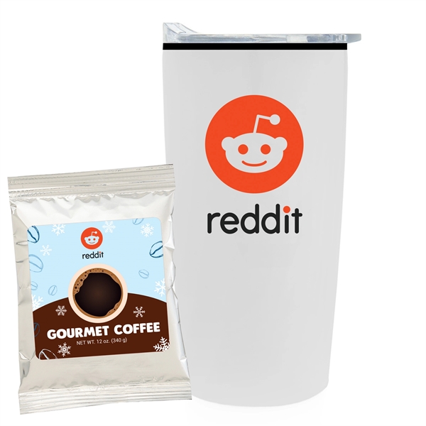 Holiday version 20 oz. straight tumbler w/ plastic liner gift set... from ASI 71685 Midnite Snax®