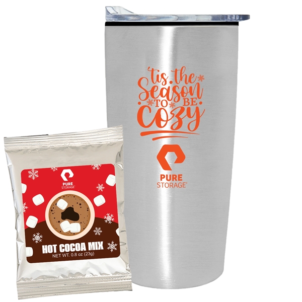 Holiday version 20 oz. straight tumbler w/ plastic liner gift set... from ASI 71685 Midnite Snax®