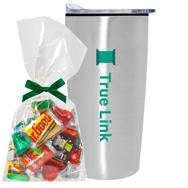 20 oz. straight tumbler with plastic liner gift set includes HERSHEYA®... from ASI 71685 Midnite Snax®