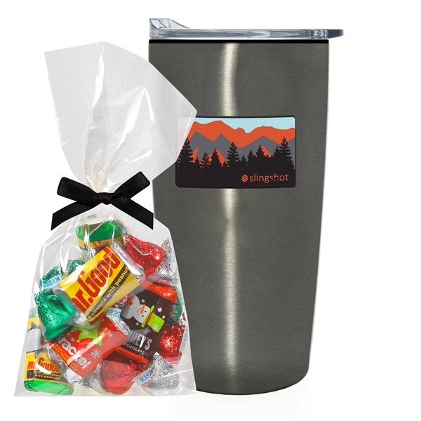 20 oz. straight tumbler with plastic liner gift set includes HERSHEYA®... from ASI 71685 Midnite Snax®
