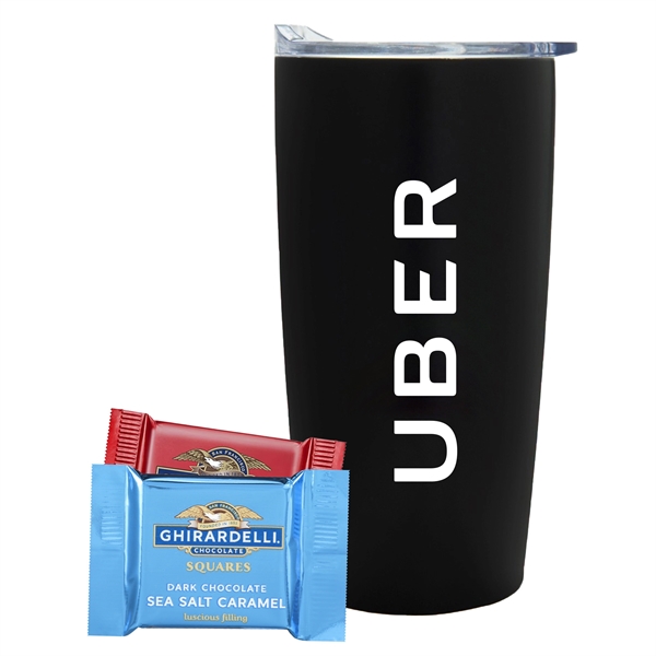 20 oz Straight Wall Tumbler w/ Plastic Liner with Ghirardelli® Squares... from ASI 71685 Midnite Snax® / Promo Revolution
