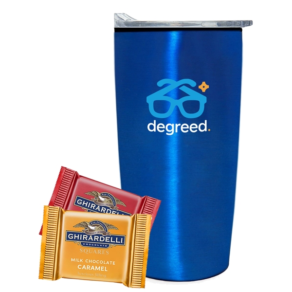 20 oz Straight Wall Tumbler w/ Plastic Liner with Ghirardelli® Squares... from ASI 71685 Midnite Snax® / Promo Revolution