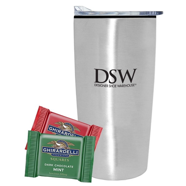 20 oz Straight Wall Tumbler w/ Plastic Liner with Ghirardelli® Squares... from ASI 71685 Midnite Snax® / Promo Revolution