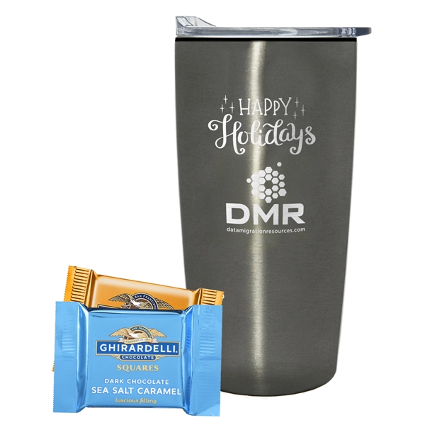 20 oz Straight Wall Tumbler w/ Plastic Liner with Ghirardelli® Squares... from ASI 71685 Midnite Snax® / Promo Revolution