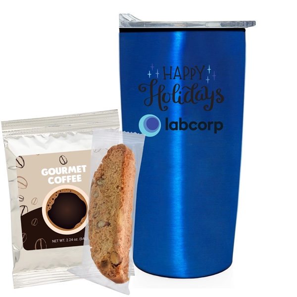 20 oz. Straight tumbler w/ plastic liner gift set with gourmet... from ASI 71685 Midnite Snax®