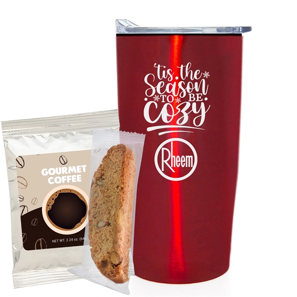 20 oz. Straight tumbler w/ plastic liner gift set with gourmet... from ASI 71685 Midnite Snax®
