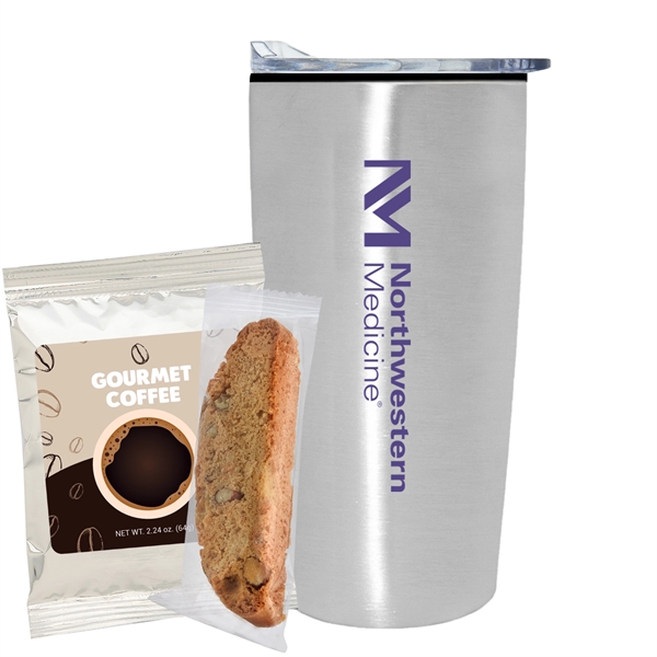 20 oz. Straight tumbler w/ plastic liner gift set with gourmet... from ASI 71685 Midnite Snax®