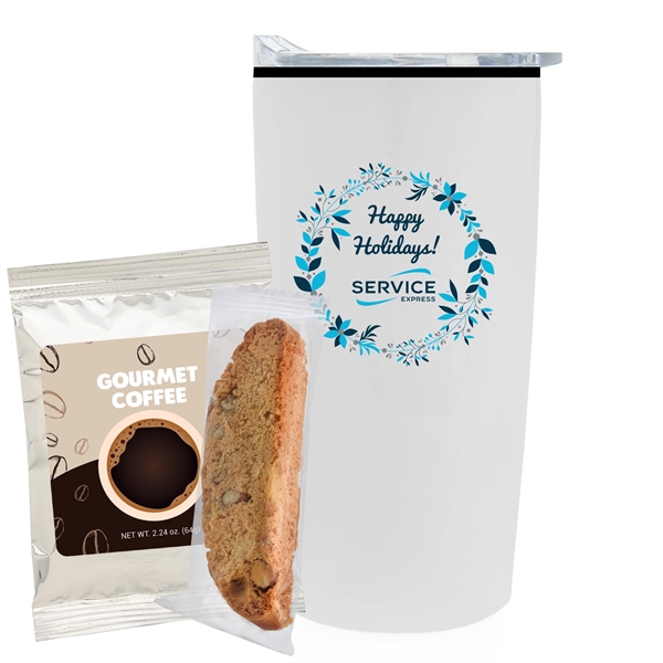 20 oz. Straight tumbler w/ plastic liner gift set with gourmet... from ASI 71685 Midnite Snax®