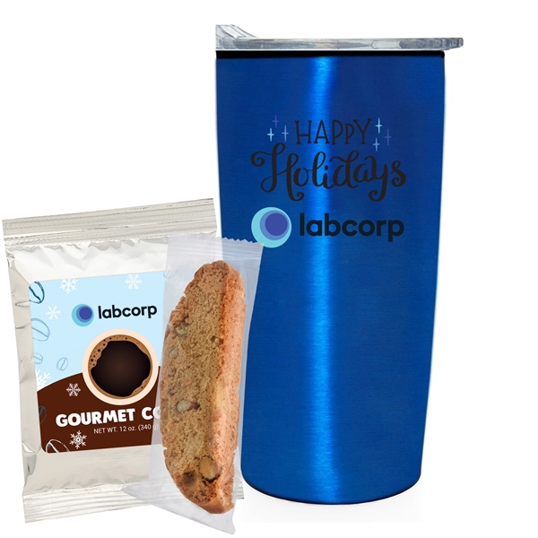 Holiday version 20 oz. straight tumbler w/ plastic liner gift set... from ASI 71685 Midnite Snax®