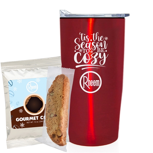 Holiday version 20 oz. straight tumbler w/ plastic liner gift set... from ASI 71685 Midnite Snax®