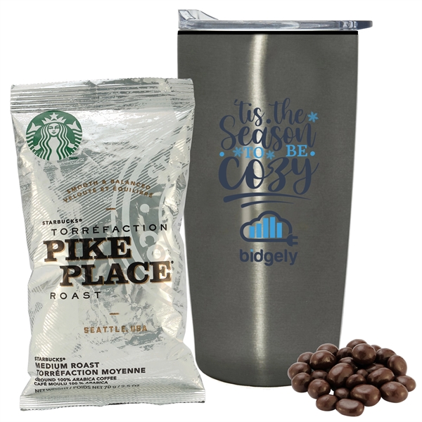 20 oz. straight tumbler with plastic liner gift set includes StarbucksA®... from ASI 71685 Midnite Snax®
