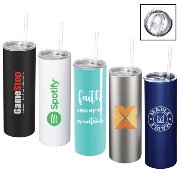20-oz. vacuum insulated stainless steel tumbler with spill- and splash-resistant slide... from ASI 57655 STOPNGO Line
