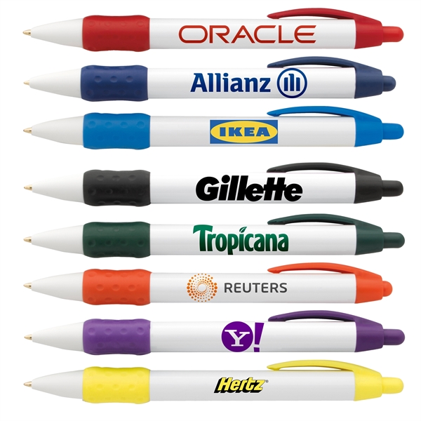 Click action plastic ballpoint pen with rubber grip.... from ASI 68190 Lungsal