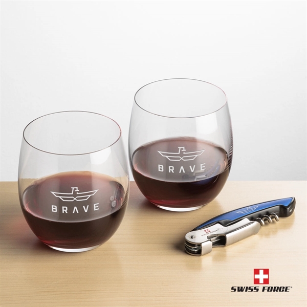 Giftset includes 2 Zacata stemless wine glasses and Swiss Force® Impressive... from ASI 84592 St Regis Group