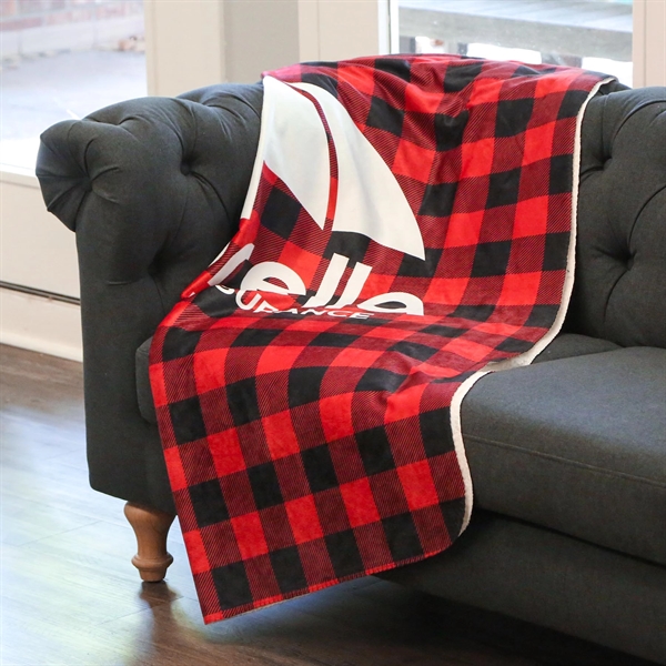 A branded 50" x 60" mink sherpa blanket... from ASI 61966 HPG / Best Promotions USA