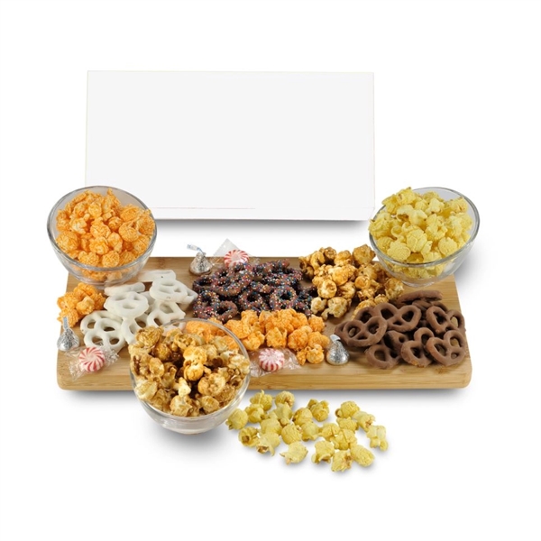 A gift box of popcorn, pretzels, mints and Hershey's kisses.... from ASI 71685 Midnite Snax®
