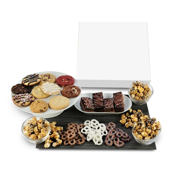 A gift box of cookies, chocolate covered pretzels, a brownie and... from ASI 71685 Midnite Snax®