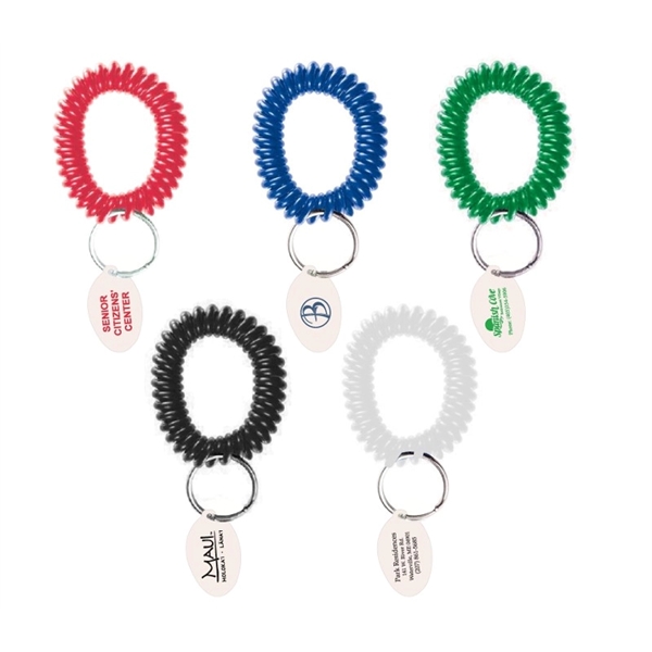 Coil bracelet key tag plus 1 color pad printing on tag... from ASI 37218 Athena Promo (tm)