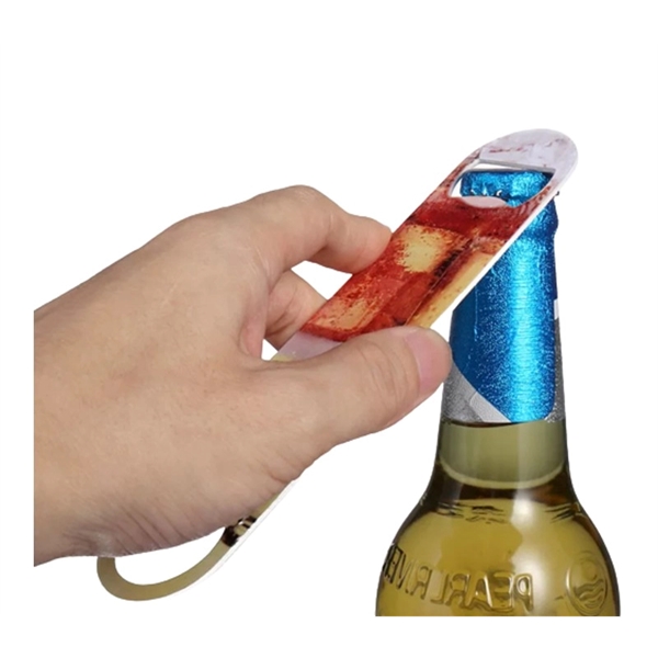 Stainless steel bottle opener plus full color heat transfer imprint on... from ASI 37218 Athena Promo (tm)