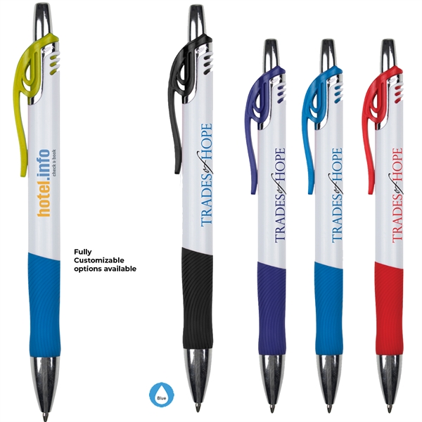 Ballpoint pen with a pocket clip and grip section.... from ASI 57653 Gold Bond