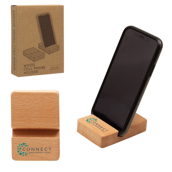 Beechwood cellphone stand, customizable in up to two locations with two... from ASI 62190 Illini