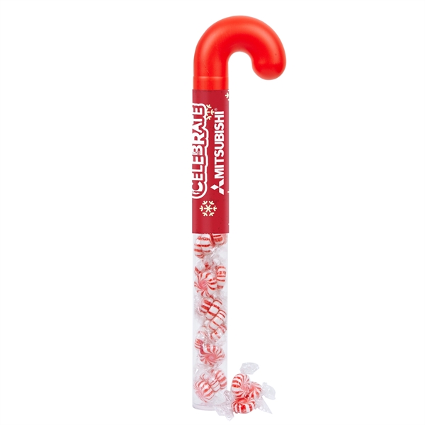 Holiday Candy Cane Shape Clear Tube with Red Top filled with... from ASI 44900 NC Custom (CI/Lanco)