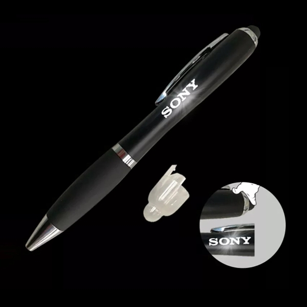 Click action retractable stylus pen with L.E.D. illuminated logo. Push the... from ASI 68190 Lungsal / Lungsal