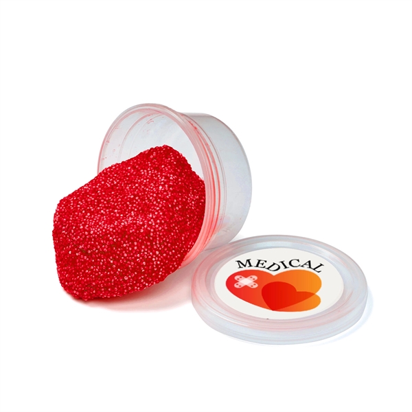 Fun foam putty inside a two-piece round case with customization.... from ASI 63549 Jornik Manufacturing Corp / Jornik