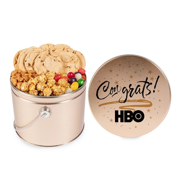 Sweets & Treats Pail With Chocolate Chip Cookies, Honey Roasted Peanuts,... from ASI 44900 NC Custom (CI/Lanco) / Fresh Beginnings