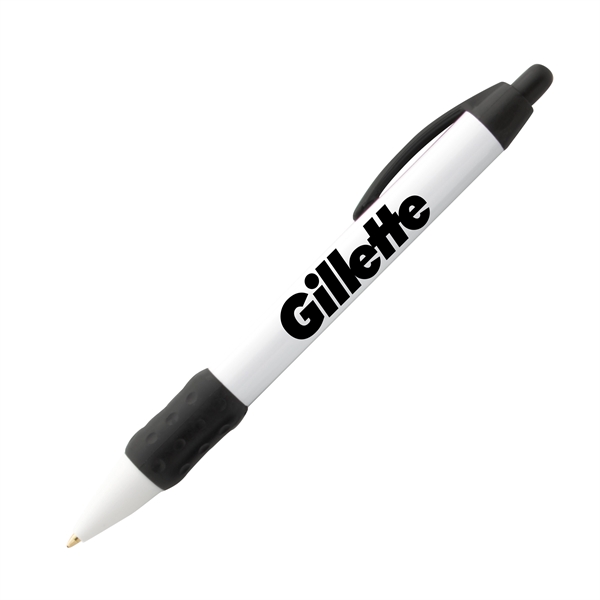 Click action plastic ballpoint pen with rubber grip.... from ASI 68190 Lungsal