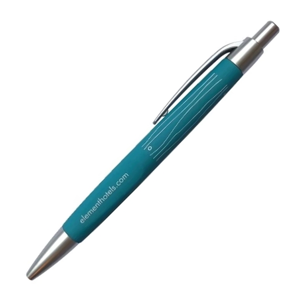 Soft touch retractable pen in rubberized colors. Features an indented grip... from ASI 68190 Lungsal / Lungsal