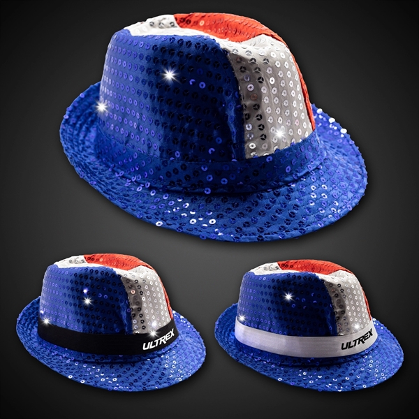 Patriotic sequin fedora with 3 different LED light settings.... from ASI 42016 Brighter Promotions Inc