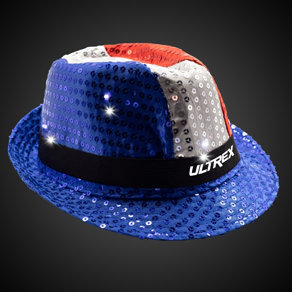 Patriotic sequin fedora with 3 different LED light settings.... from ASI 42016 Brighter Promotions Inc