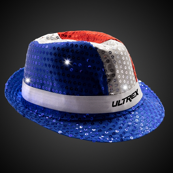 Patriotic sequin fedora with 3 different LED light settings.... from ASI 42016 Brighter Promotions Inc