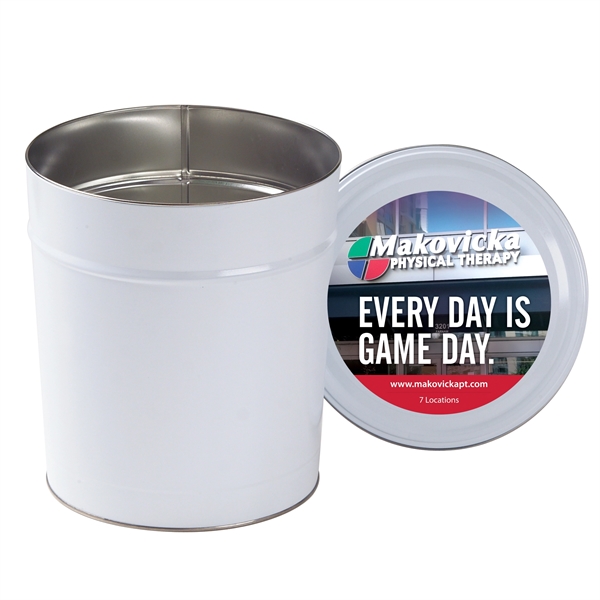 Empty popcorn tin. Available in 5 colors. Item Size: 3.5 Gallon... from ASI 71685 Midnite Snax®