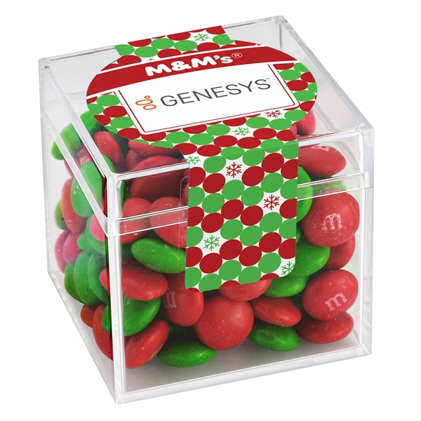 Cube filled with holiday M&M's® (4.4 oz.).... from ASI 71685 Midnite Snax®