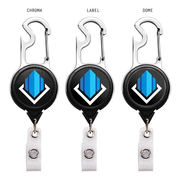 Carabiner bottle opener badge reel with durable vinyl strap... from ASI 49470 DEVARA