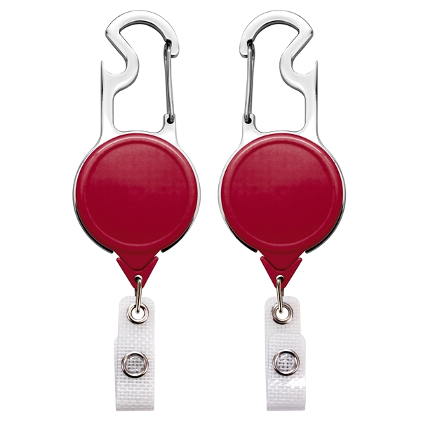 Carabiner bottle opener badge reel with durable vinyl strap... from ASI 49470 DEVARA