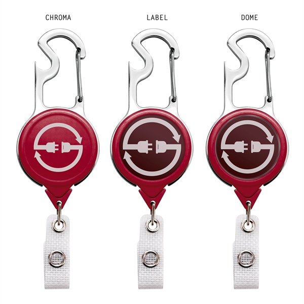Carabiner bottle opener badge reel with durable vinyl strap... from ASI 49470 DEVARA