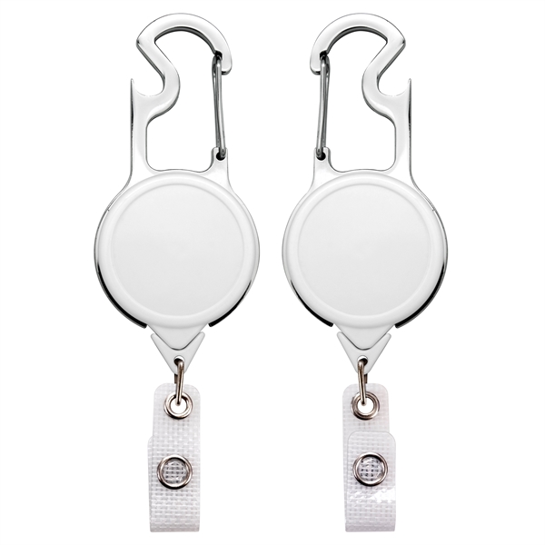 Carabiner bottle opener badge reel with durable vinyl strap... from ASI 49470 DEVARA