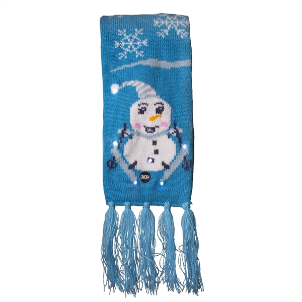 34" long scarf with snowman design and bright white LED lights... from ASI 42016 Brighter Promotions Inc