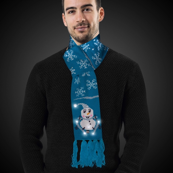 34" long scarf with snowman design and bright white LED lights... from ASI 42016 Brighter Promotions Inc