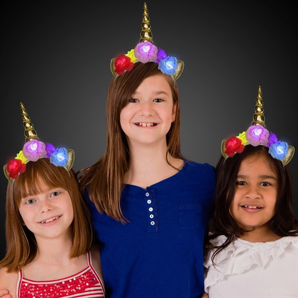 LED unicorn headband with bright white LED's that blink and flash... from ASI 42016 Brighter Promotions Inc