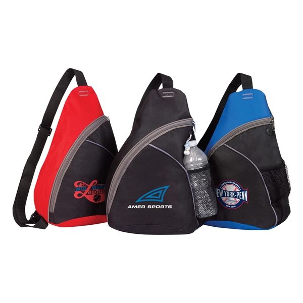 Sling backpack with side mesh pocket and MP3 player earbud port.... from ASI 30112 ACE Products / Ace Line