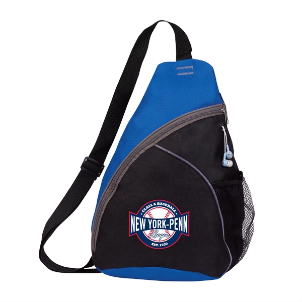 Sling backpack with side mesh pocket and MP3 player earbud port.... from ASI 30112 ACE Products / Ace Line