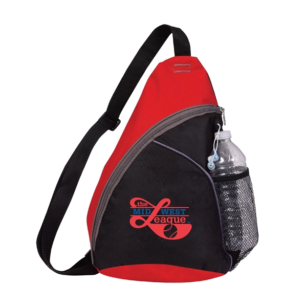 Sling backpack with side mesh pocket and MP3 player earbud port.... from ASI 30112 ACE Products / Ace Line