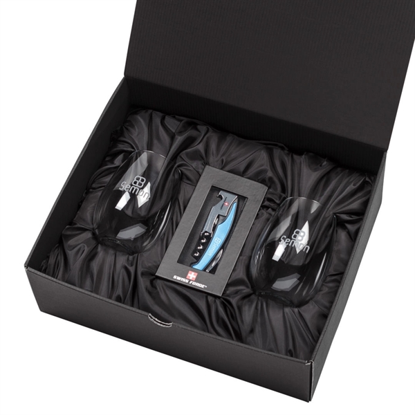 Giftset includes 2 Bartolo stemless wine glasses and Swiss Force® Impressive... from ASI 84592 St Regis Group
