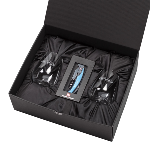 Giftset includes 2 Manddelay stemless wine glasses and Swiss Force® Impressive... from ASI 84592 St Regis Group