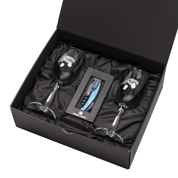 Giftset includes 2 Naples Stemmed wine glasses and Swiss Force® Impressive... from ASI 84592 St Regis Group