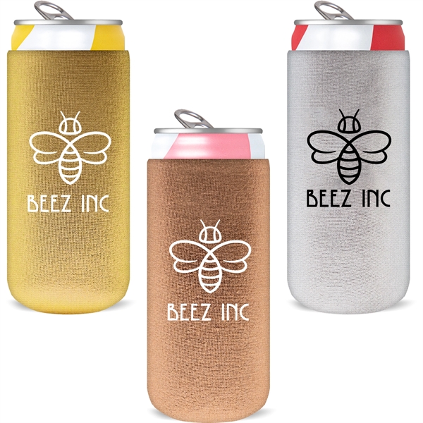 This 12 oz Slim Metallic Neoprene Can Cooler keeps beverages cold,... from ASI 61966 HPG / HPG Gold Best Promotions USA